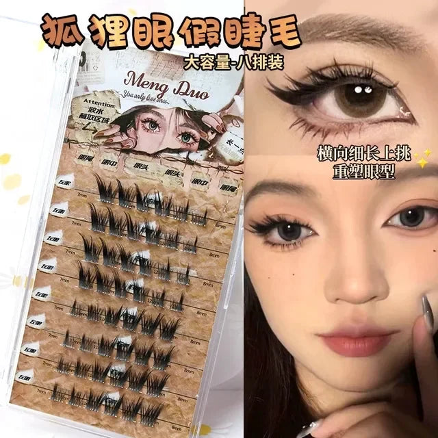 Rynx | Hybri Flying Fox False Eyelashes Single Cluster Hybrid Extension Segmented Natural Fox Eye Effect Single Eyelash Makeup Tool