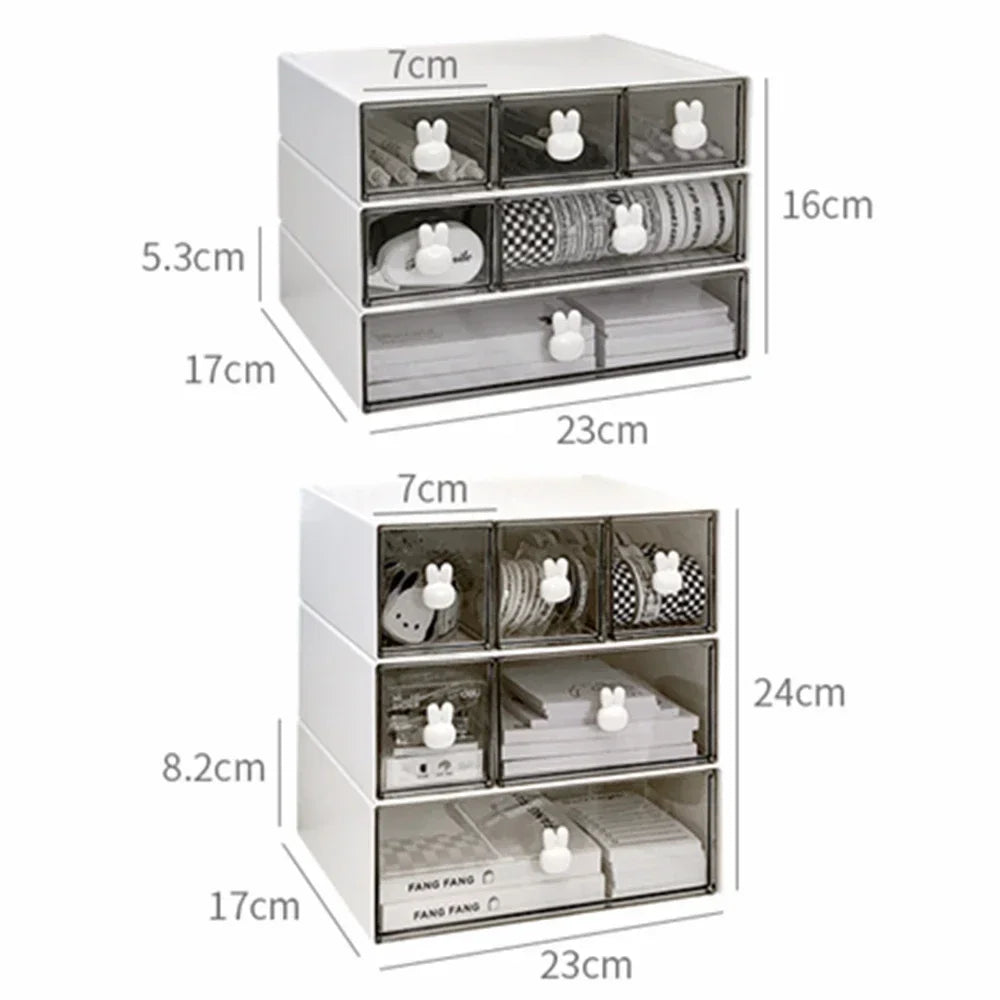 Rynx | Kawaii Ins Organizer Desktop Drawer Free Combination Storage Box Plastic Hairpin Makeup Cosmetic Desk Storage Organizer Shelf