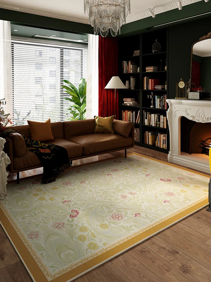 Rynx | American Flower Living Room Rug Vintage Art Bedroom Rug Classic Luxury Flower Oversized Alfombra Space Tapis Wallpaper 러그 carpet