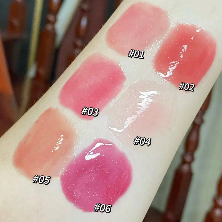 Rynx | 3PCS Heart-shaped Jelly Lipstick Pen Mirror Water Glitter Lip Lacquer Waterproof Moisturizing Lipstick Transparent Korean Makeup