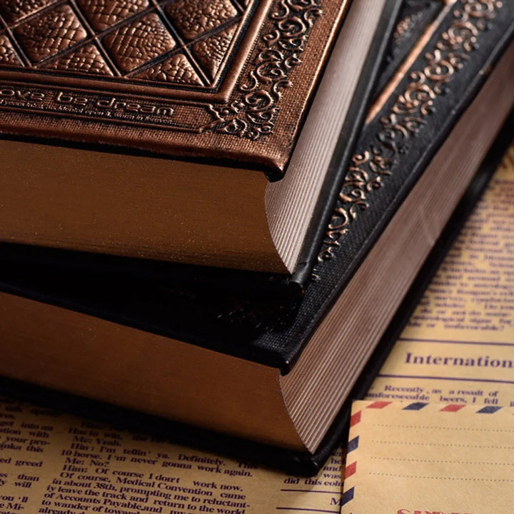Rynx | Retro Embossed Notebook Vintage Notebook PU Leather Sketchbooks High-Quality Thickened Stationery Office Supplies School Diary