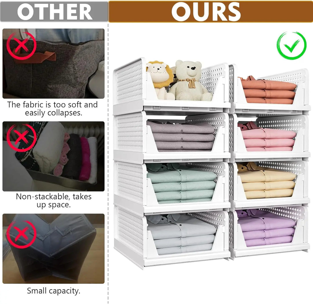 Lisslune | 5-Pack Stackable Foldable Closet Storage Boxes – Liora