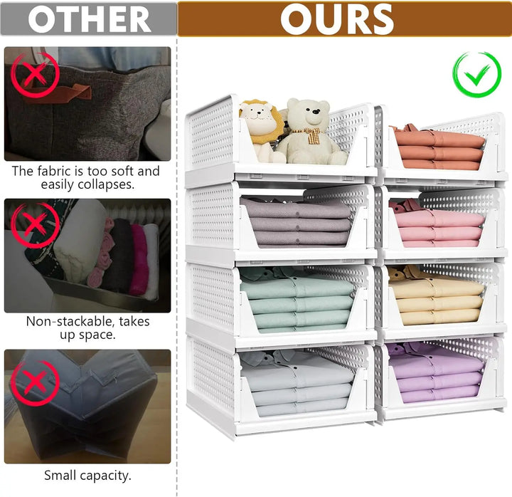 Lisslune | 5-Pack Stackable Foldable Closet Storage Boxes – Liora