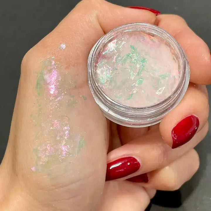 Rynx |1Jar Aurora Chameleon Snowflake Ultra-Thin Iridescent Nail Sequins Holographic Opal Eyeshadow Ice Glitter Nail Chameleon Flakes