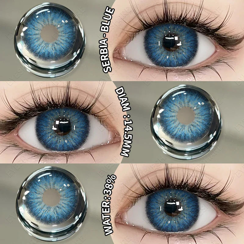 Rynx | New 1 Pair Contact Lenses Colored Contact Lenses Blue Colorful Beautiful Pupil Green Color Eye Lenses Annual Brown Contact Lenses