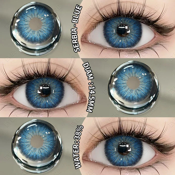 Rynx | New 1 Pair Contact Lenses Colored Contact Lenses Blue Colorful Beautiful Pupil Green Color Eye Lenses Annual Brown Contact Lenses