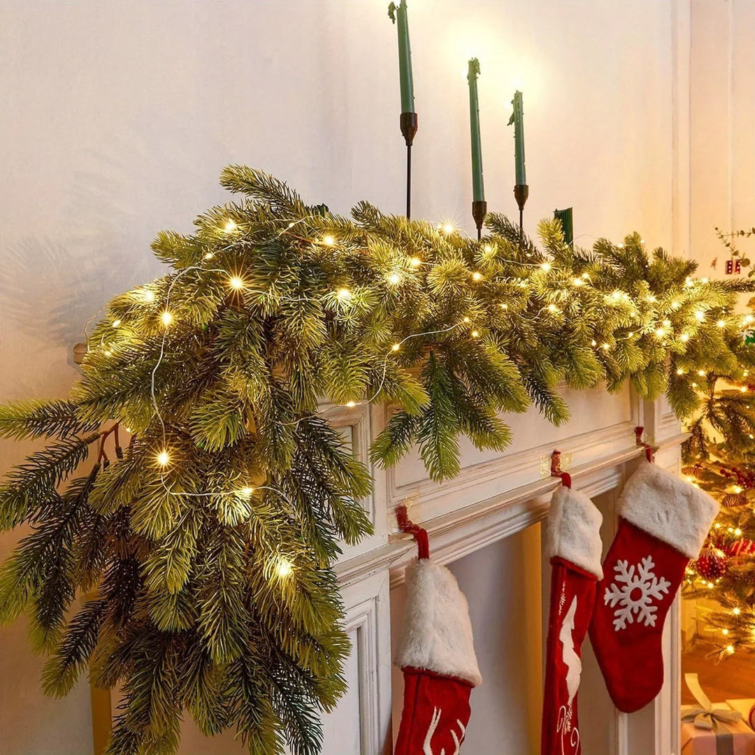 Rynx Christmas Wreath 74.8 Inches - Artificial Fir Wreath with LED Lights Versatile Holiday Decoration for Indoor/Outdoor Use