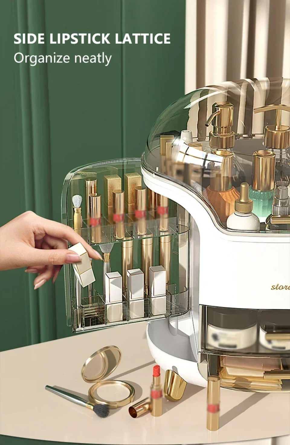 Lisslune | Luxury Transparent Makeup Organizer with Sliding Doors and Drawers