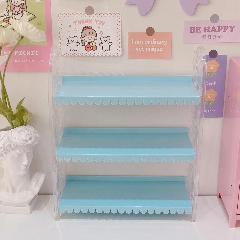 Lisslune | Chic Pink Lace 3-Tier Organizer for Dolls and Cosmetics