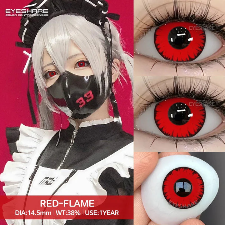 Rynx | Cosplay Colored Contact Lenses for Halloween Vampire Red Contact Lens Anime Colored Eye Lenses Annual Blue Contact Lenses