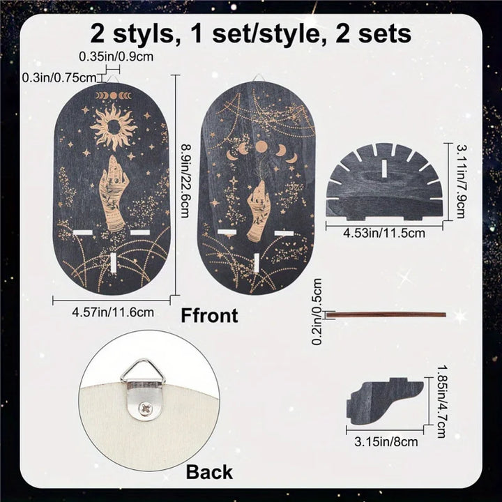 Rynx | Crystal Black Sun Crystal Display Magic Bohemian Style Handheld Witch Supplies Wooden Pendant Pastoral Style Crystal Frame