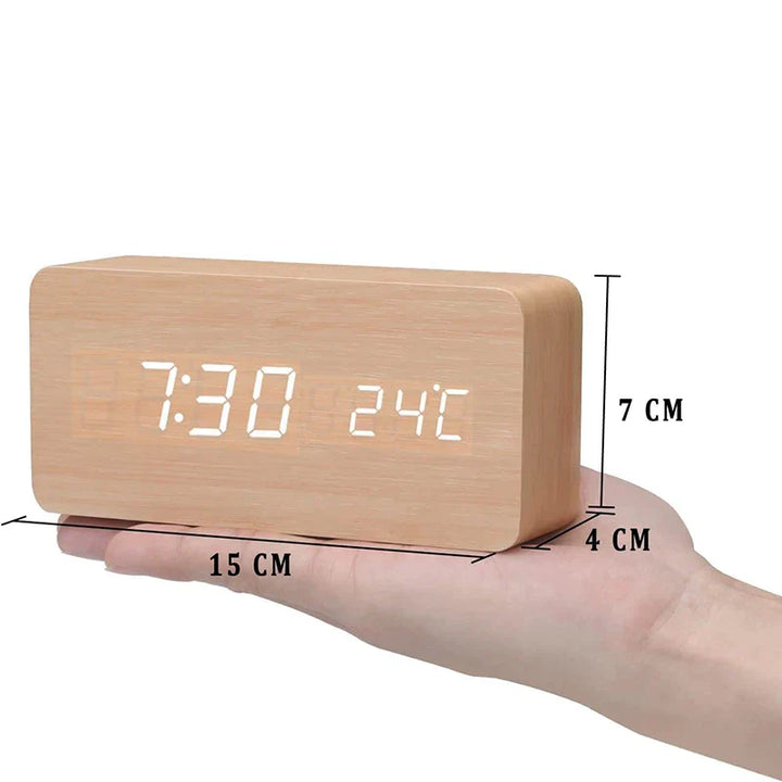 Lisslune | Wood LED Smart Alarm Clock for Bedroom