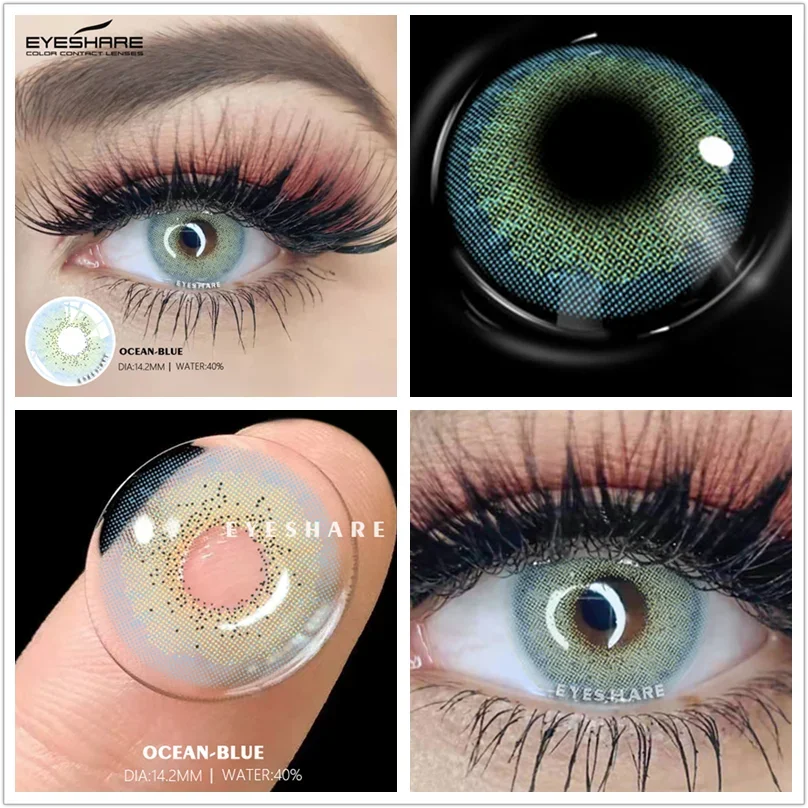 Rynx | 1 Pair Colored Lenses Ocean Colored Contact Lenses Beautiful Pupil Makeup Contact Lens Annual Use Cosmetic Beauty Eye Lenses
