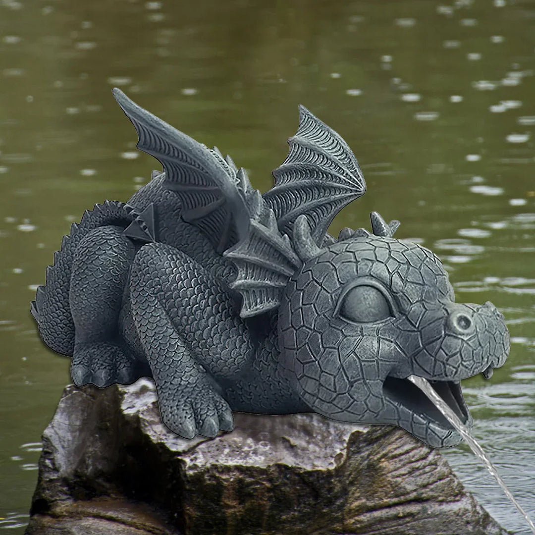 Lisslune | Water spraying dragon statue made of resin Weatherproof Realistic water spray scenes resin garden decoration