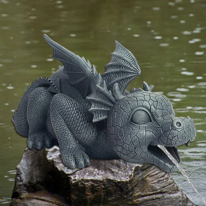 Lisslune | Water spraying dragon statue made of resin Weatherproof Realistic water spray scenes resin garden decoration