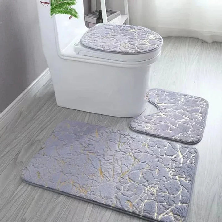 Lisslune | Gold Toilet Seat Cover and Bathroom Mat Set Non-Slip