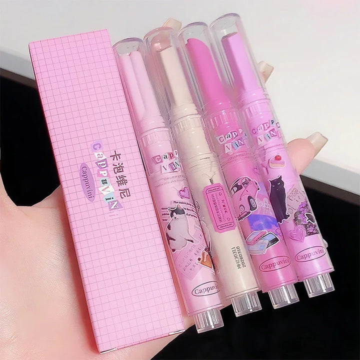 Rynx | Thin Tube Flower Lipstick Pencil Heart-Shaped Gel Lipstick Pencil Makeup Long-Lasting Moisturizing Lip Lacquer Girls Korean Cosmetics