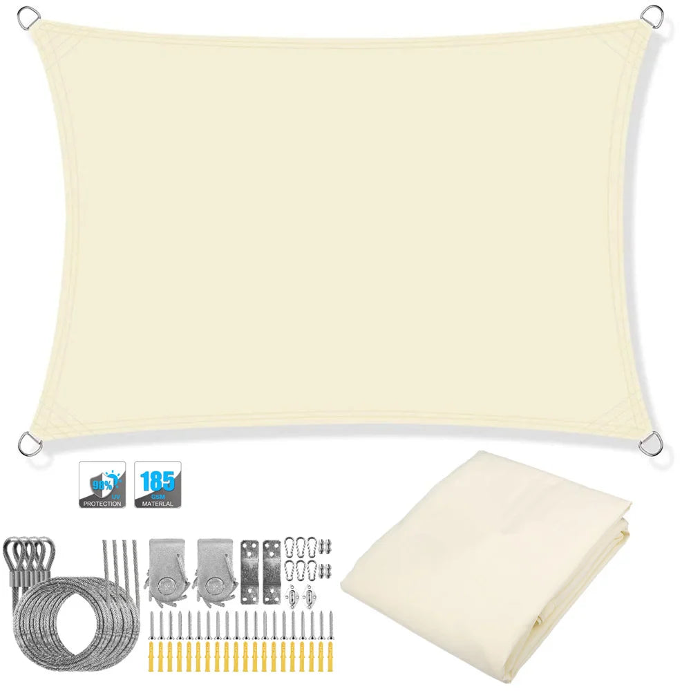 Lisslune | Waterproof Rectangular Sun Shade Sail with UV Protection & Mounting Kits – ShadeGuard