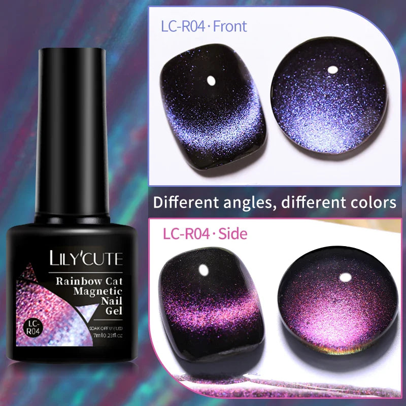 Rynx |7ML Snowlight Cat Magnetic Gel Nail Polish Grow-In-Dark Reflection Glitter Laser Semi-Permanent Soak Off UV Gel Nail Polish
