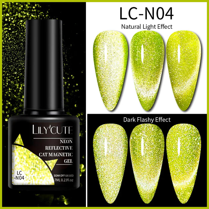 Rynx |7ML Snowlight Cat Magnetic Gel Nail Polish Grow-In-Dark Reflection Glitter Laser Semi-Permanent Soak Off UV Gel Nail Polish