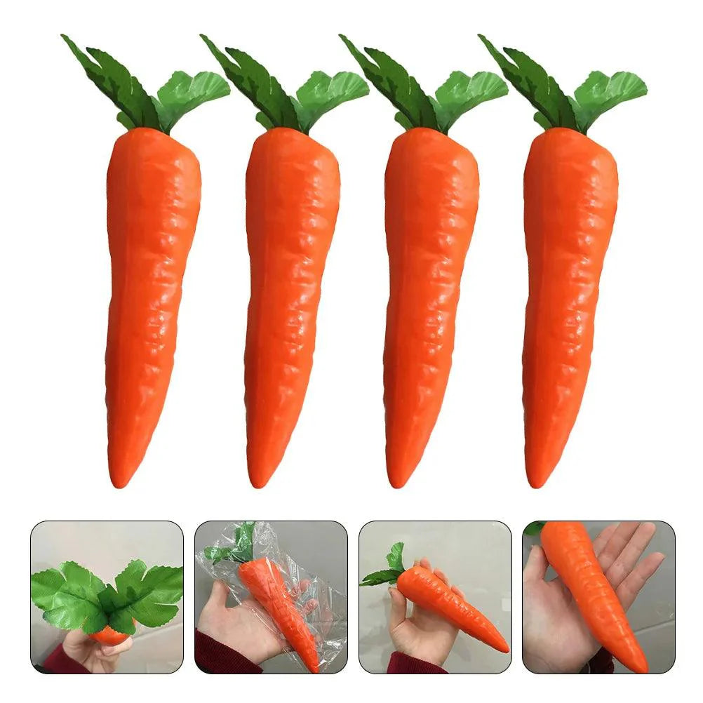 Lisslune | Set of 4 Realistic Foam Carrot Decorations for Cheerful Celebrations and Home Accents
