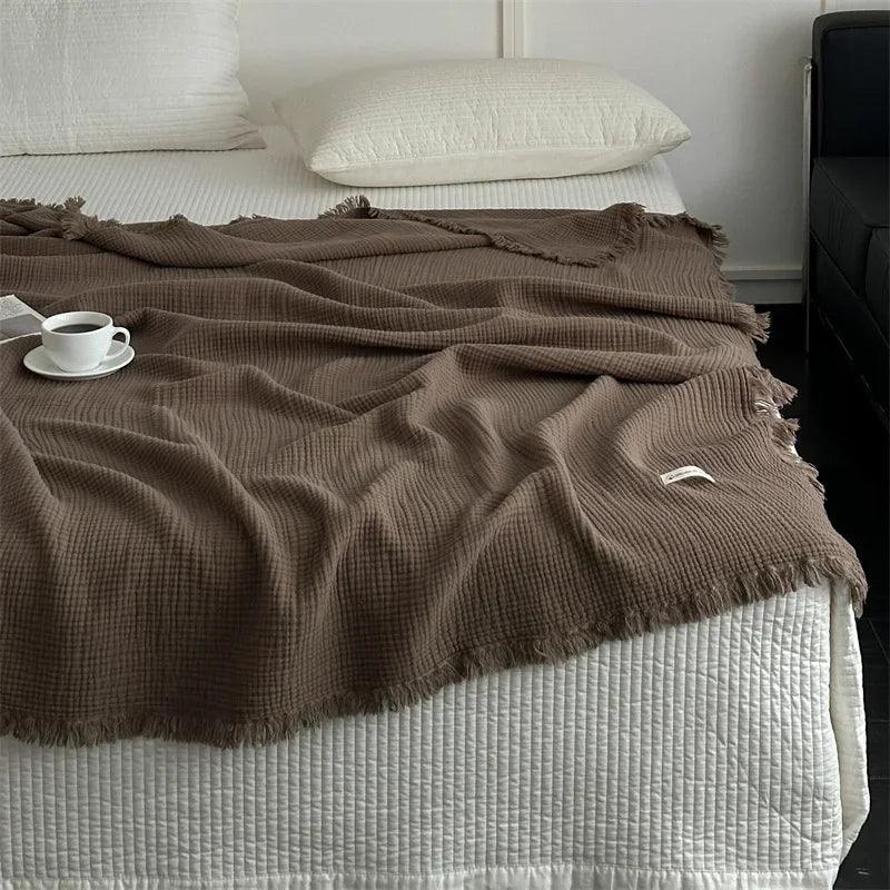 Lisslune | Solid color cotton sofa blanket