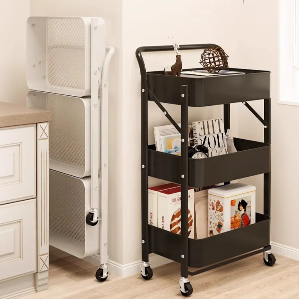 Rynx | Trolley storage shelf multi-layer standing vegetable organizer household movable and foldable small cart storage shelf