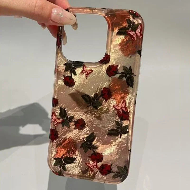 Lisslune | Braune Unterblattmuster-Handyhülle für iPhone 16e Hüllen iPhone 16 Pro Max 15 14 13 12 11 XS X XR 7 8 Plus Stoßfest TPU-Hülle