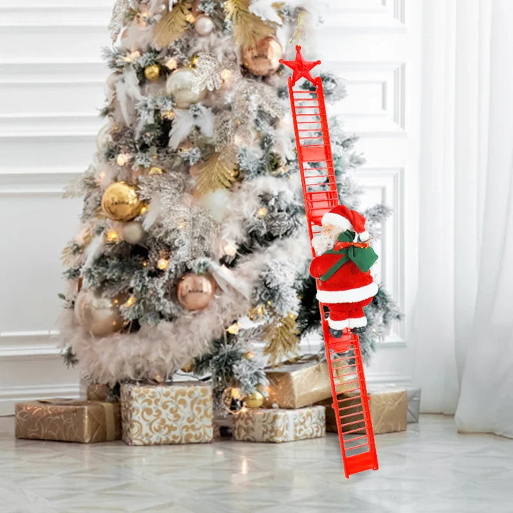 Rynx Santa Claus Doll Climbing Ladder with Music Christmas Tree Ornaments Decorations For Home 2025 Christmas New Year Kids Gift