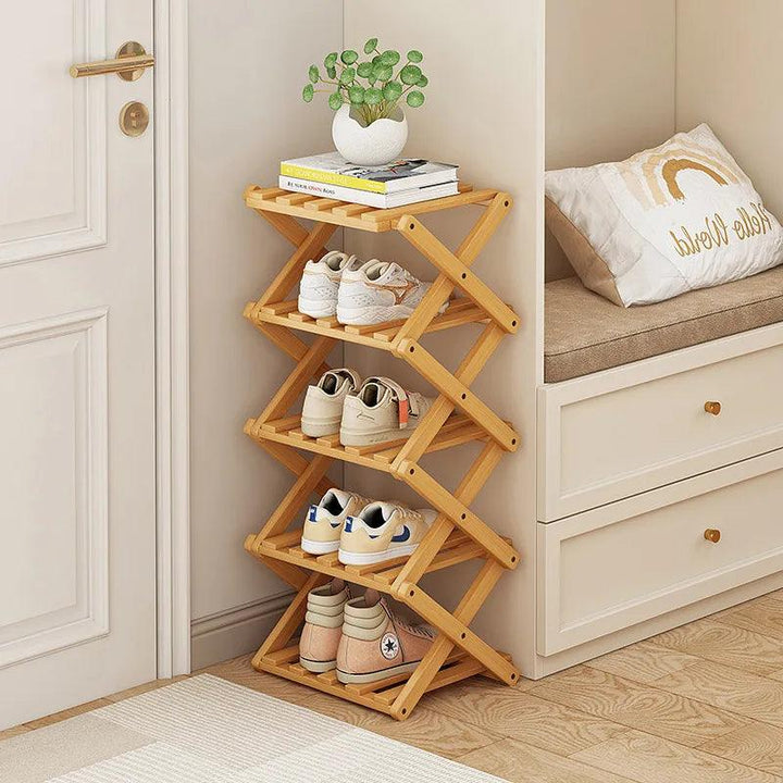 Lisslune | Elegant expandable shoe rack made of bamboo with customizable shelf options
