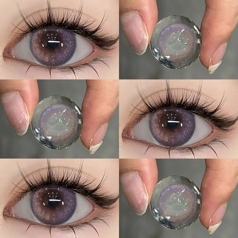 Lisslune | 1Pair Neue Myopie-Linsen Farbige Kontaktlinsen mit 0-800 Dioptrien Natürliche Linsen Pinke Augenlinsen Farb Kosmetisch Koreanisch