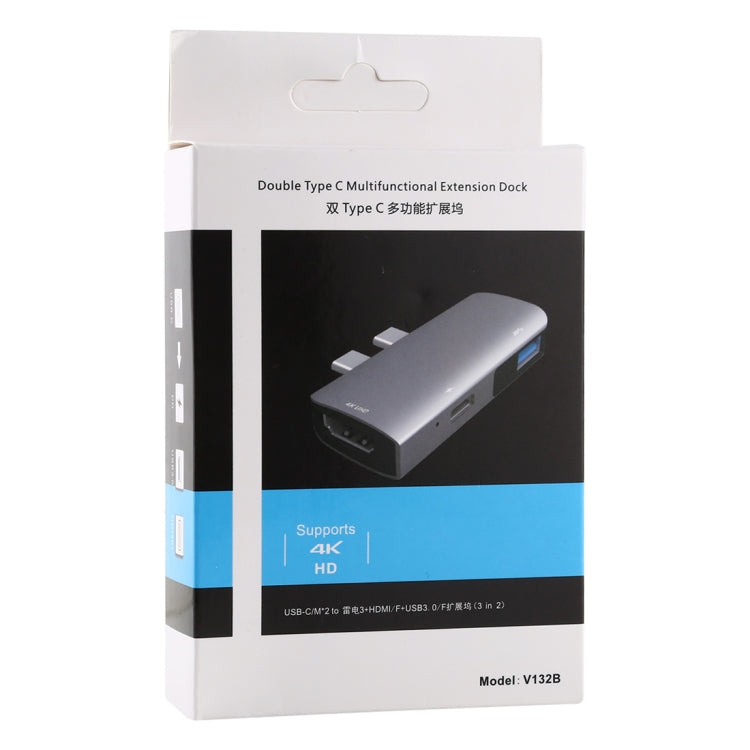 Lisslune | Double USB-C / Type-C to PD Port + USB 3.0 + HDMI Multifunctional Expansion HUB Adapter