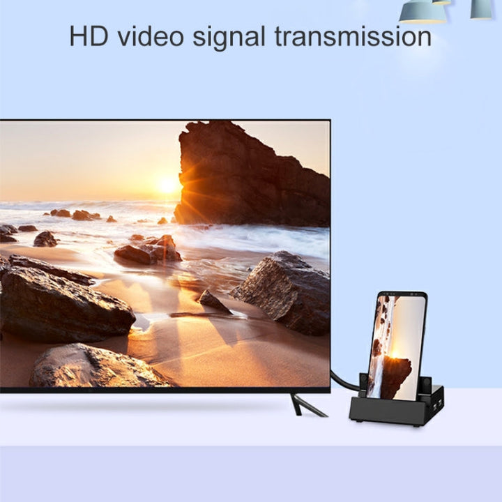 Lisslune | V105 USB-C / Type-C to USB 2.0 x 3 + USB-C / Type-C + HDMI + Audio port + SD / TF card reader multifunctional phone stand HUB docking station