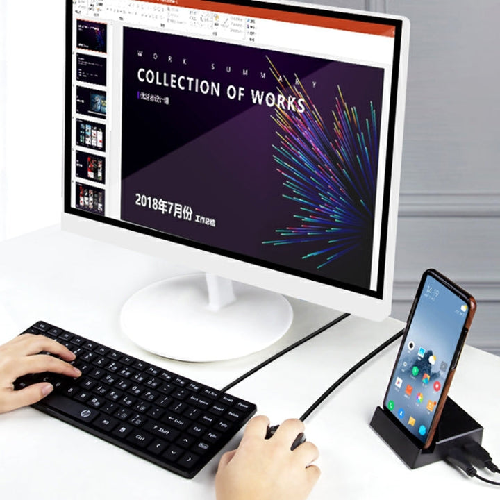 Lisslune | V105 USB-C / Type-C to USB 2.0 x 3 + USB-C / Type-C + HDMI + Audio port + SD / TF card reader multifunctional phone stand HUB docking station