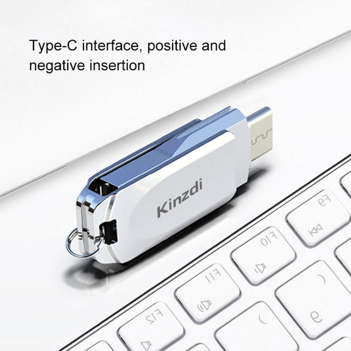 Lisslune | Kinzdi 128GB USB + Type-C interface metal twister flash drive V8 (Rose gold)
