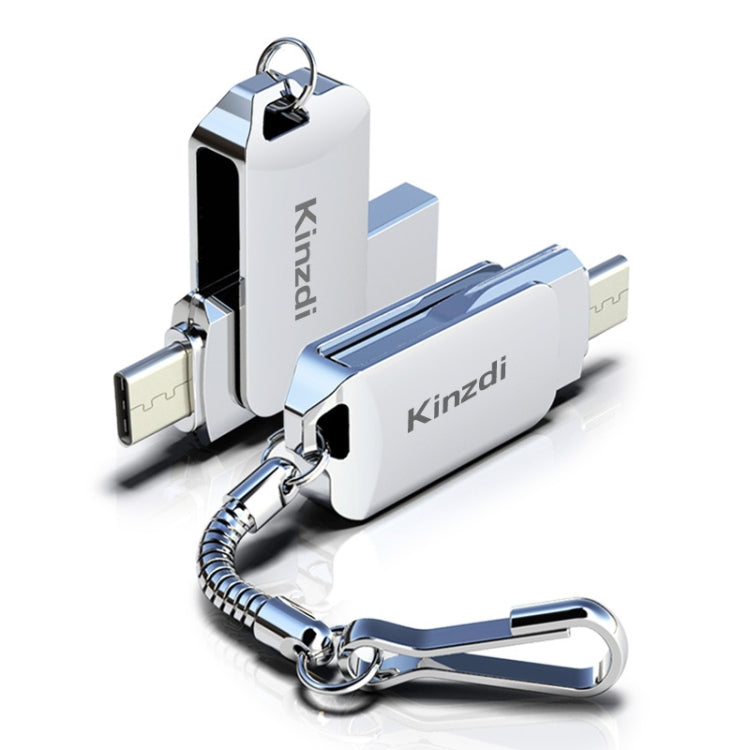 Lisslune | Kinzdi 128GB USB + Type-C Interface Metal Twister Flash Disk V8 (Silver)