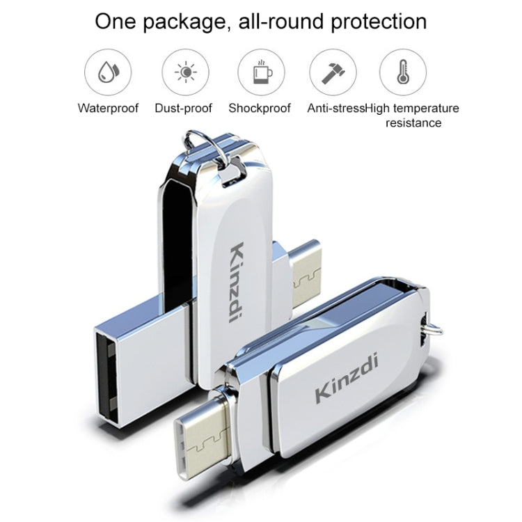 Lisslune | Kinzdi 128GB USB + Type-C Interface Metal Twister Flash Disk V8 (Silver)