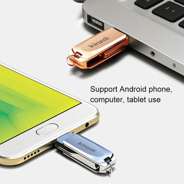 Lisslune | Kinzdi 128GB USB + Type-C Interface Metal Twister Flash Disk V8 (Silver)