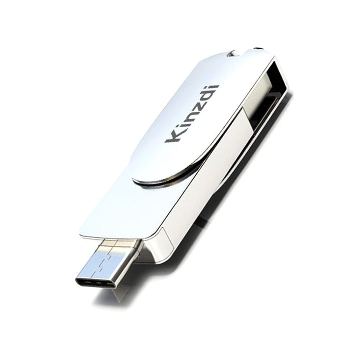 Lisslune | Kinzdi 256GB USB 3.0 + Type-C 3.0 interface metal twister flash drive V11 (Silver)