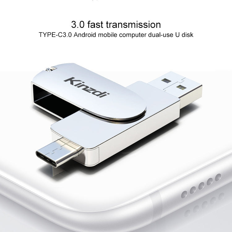 Lisslune | Kinzdi 128GB USB 3.0 + Type-C 3.0 interface metal twister flash drive V11 (Rosegold)