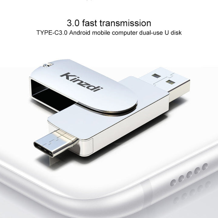 Lisslune | Kinzdi 128GB USB 3.0 + Type-C 3.0 interface metal twister flash drive V11 (Rosegold)