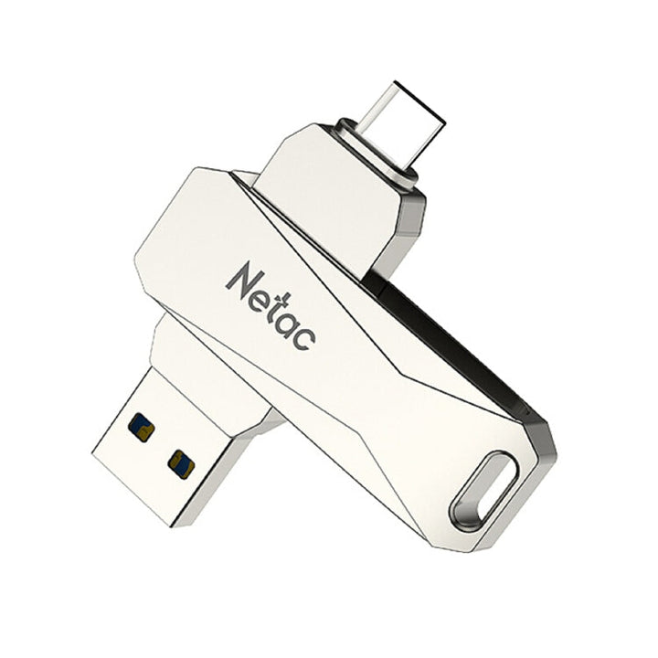Lisslune | Netac U782C 128GB USB-C / Type-C + USB 3.0 360 Degree Rotation Zinc Alloy Flash Drive OTG U-Disk
