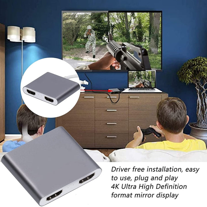 Lisslune | 4K Ultra HD Dual HDMI Interface Output to USB-C / Type-C Adapter