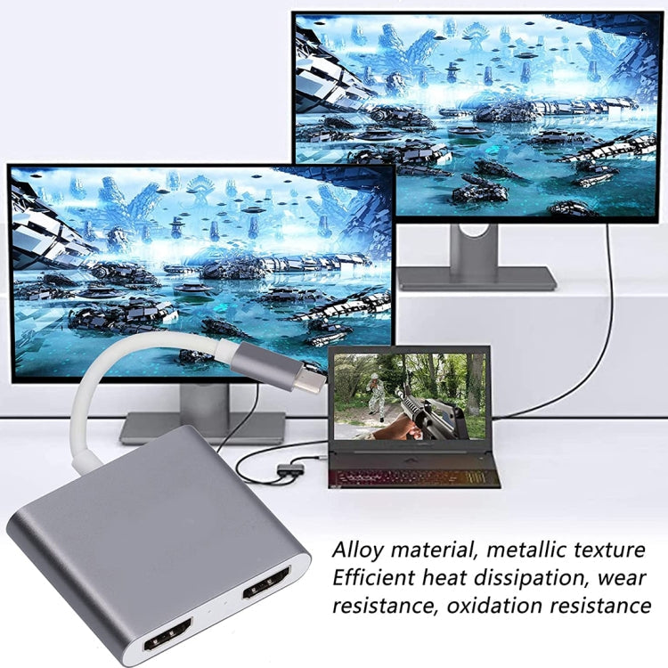 Lisslune | 4K Ultra HD Dual HDMI Interface Output to USB-C / Type-C Adapter