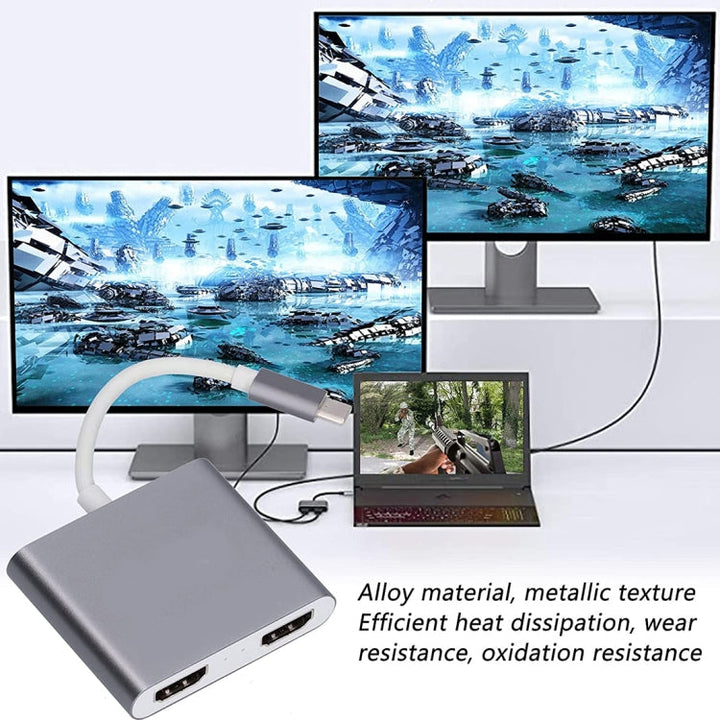 Lisslune | 4K Ultra HD Dual HDMI Interface Output to USB-C / Type-C Adapter