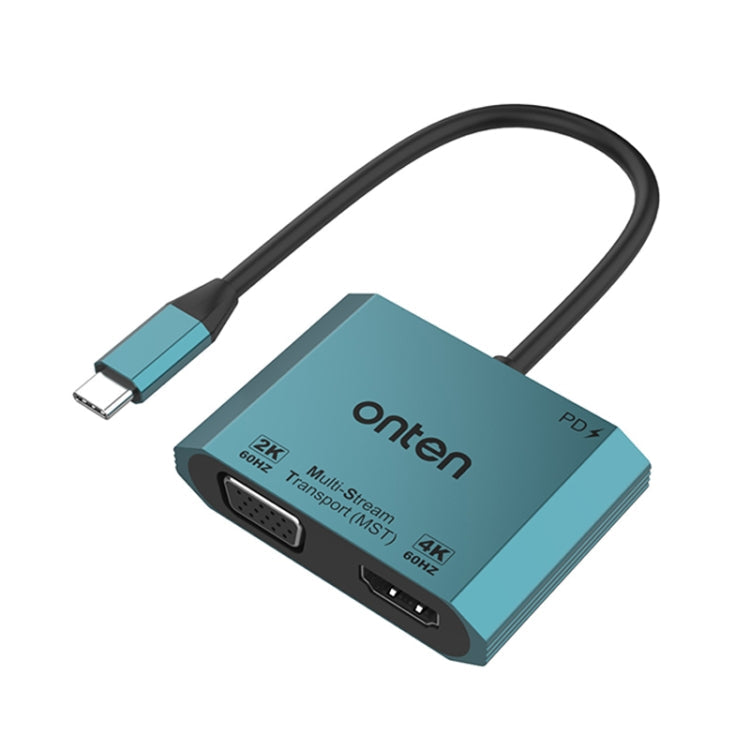 Lisslune | Onten M205 3 in 1 Type-C to HDMI+VGA+PD Fast Charging Video Converter (Green)
