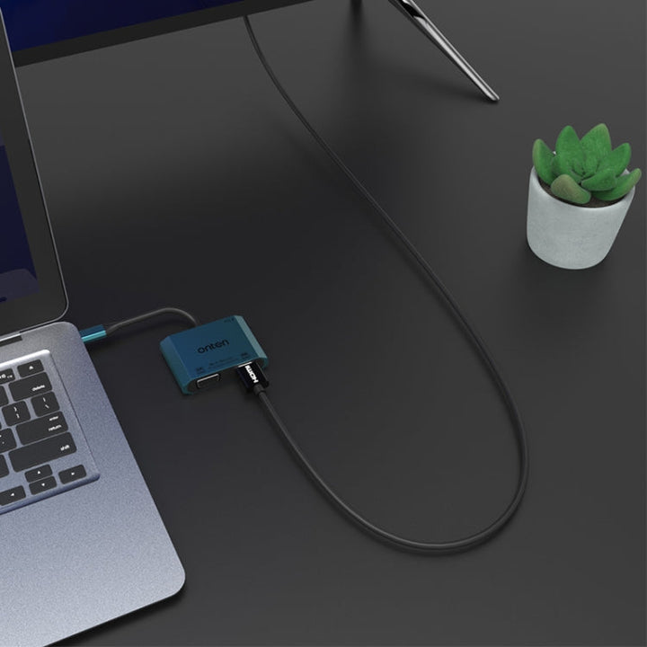 Lisslune | Onten M205 3 in 1 Type-C to HDMI+VGA+PD Fast Charging Video Converter (Green)