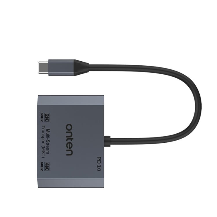 Lisslune | Onten M205 3 in 1 Type-C to HDMI+VGA+PD Fast Charge Video Converter (Gray)