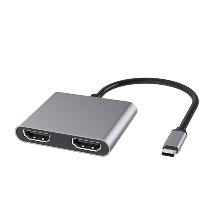 Lisslune | 4 in 1 multifunction USB-C / Type-C to PD-USB-C / Type-C + USB 3.0 + Dual HDMI HUB docking station (Gray)