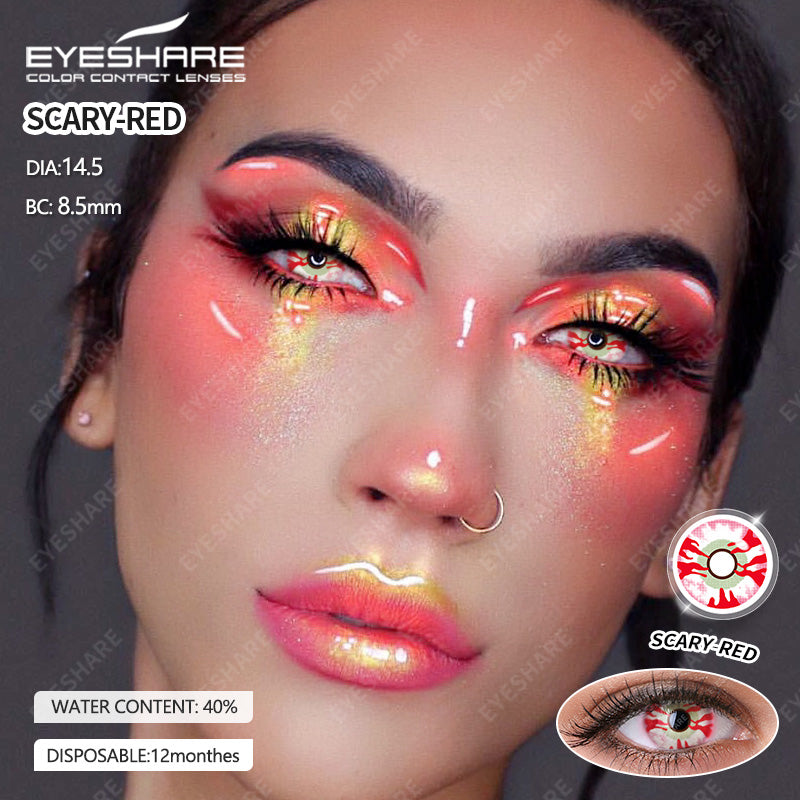 Rynx Cosplay Scary Red 14.5mm 1 Pair | 1 Year